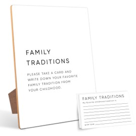 Family Traditions Baby Shower Games,Baby Shower Decorations,Baby Shower Signs,Gender Reveal Decorations,Baby Shower Bingo,1 Wooden Play Sign with Stand and 50 Party Cards Set