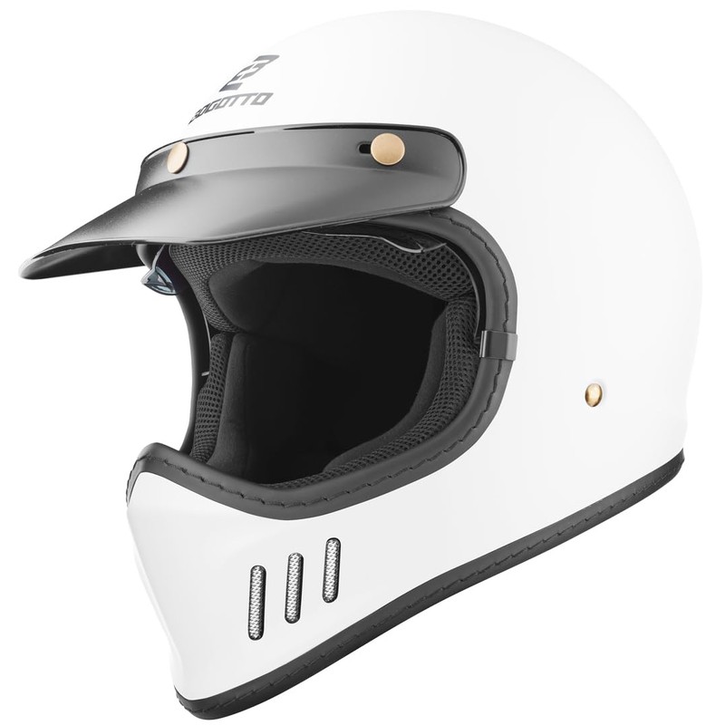Bogotto FF980 Caferacer Cross Helmet (Matte White, XS)