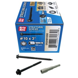 Grip-Rite GRSSHW10350#10 x 3 Structural Screw Dual Drive Power Hex Washer Star Drive Head 50CT