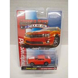 Auto World SC354-6 Muscle Cars USA 2010 Camaro HO Scale Electric Slot Car - Red Orange