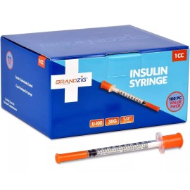 Brandzig Jeringas De Insulina 30g 1cc 1/2 Paquete De 100