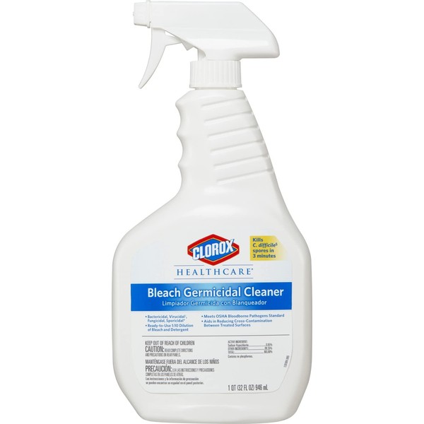 CloroxPro Healthcare Bleach Germicidal Cleaner Spray, Healthcare Cleaning and Industrial Cleaning, Clorox Disinfectant Spray, 32 Ounces - 68970