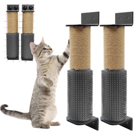 VCEPJH Cat Scratching Post for Crate Cage 2 Pack Wall Mounted Cat Scratcher Post with Self Groomer and Massager Sisal Crate Climbing Post for Indoor Kitten (11.8 x 2.76 in)