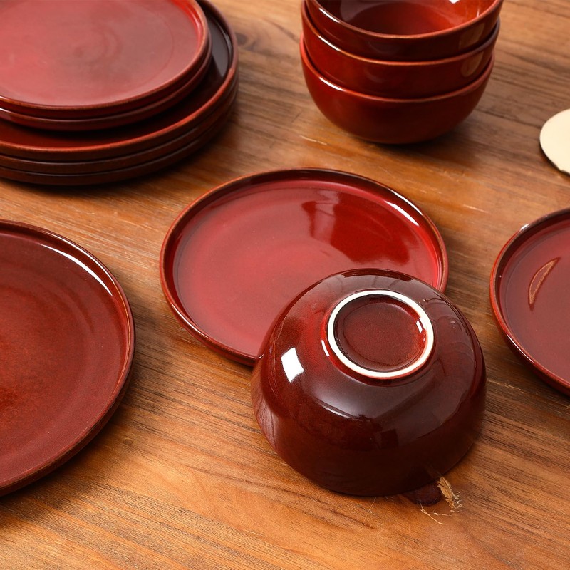 Vicrays Ceramic 12 Pieces Dinnerware Set - Dinner Plates Salad