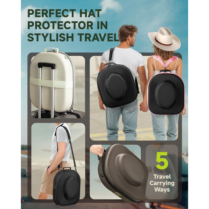 BRANTMAKER Cowboy Hat Box, Cowboy Hat Case for Travel, Crush
