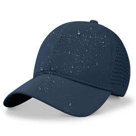Waterproof Sport Cap Quick Dry Baseball Caps Mens Running Golf Sun Protection UPF50+ Breathable Lightweight Adjustable Mesh Back Cap Navy