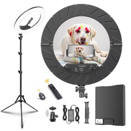 18 Inch Ring Light Kit, 55W Dimmable LED Light, Tripod Stand, Remote Controller,Box,CRI95
