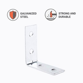 (Pack of 20 pcs) 40 x 40 mm Hardware Bright Zinc Plated Galvanized Steel Corner Joint 90 Degree Braces Brackets Plates with Screws Included (20)
