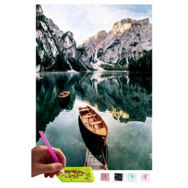 MISHBAY Diamond Painting Mountain Lake - 30 x 40 cm Diamond Painting Adults - Diamond Painting Pictures - DIY 5D Set Wall Decor Diamond Embroidery