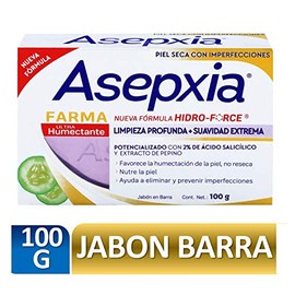 ASEPXIA - Farma Ultra Humectante Jabón en Barra. Limpieza profunda y suavidad extrema, favorece la humectación, no reseca. Para piel seca con imperfecciones, Barra con 100g