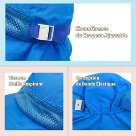 SEYUFN Baby Sun Hat Girls Boys Neck Cap Child Protection Bucket Hats Breathable Baby Girl Beach Hat Toddler Summer Hat, C Royal Blue