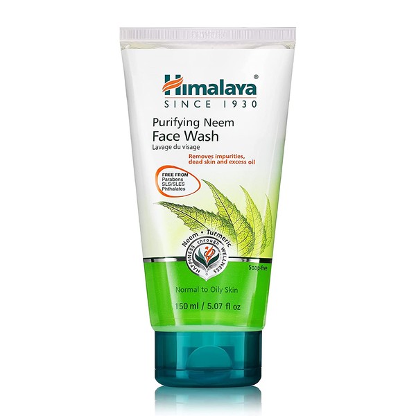 Himalaya Purifying Neem Face Wash with Neem and Turmeric for Occasional Acne, 5.07 oz (150 ml), Neem Gel (8901138511784)