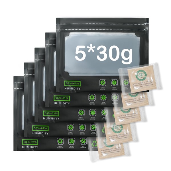 5 x 30 g Reusable Storage Bags Integrated Moisture Control