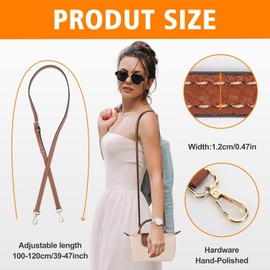 Azjachiny Purse Straps for Women Crossbody Bag Replacement Leather Strap Accessories Set Suit for Longchamp Bag (0.47in Brown1)