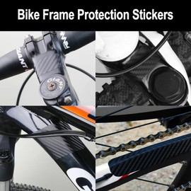 WLICCHS Pack of 4 Bicycle Frame Protective Film Carbon Stickers - Protective Film for Frame, Chain Stays, MTB, E-Bike (Paint Protection, Scratch-Resistant)