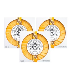 ROGER & GALLET Bois d'Orange Beneficial Soap Bar 3Pack - All Natural Round Soap Bars for Men & Women - Enriched with Bitter Orange Essence - Luxurious Woody Patchouli Aroma