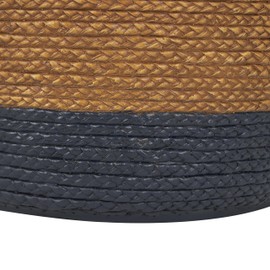 Deco 79 Magnesium Oxide Two-Toned Garden Stool with Black Base and Woven Inspired Design, 19" x 19" x 14", Brown