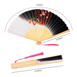 olyee Pack of 4 Folding Fans, Hand Fans with Tassel, Hollowed Fans for Wall Decoration, Gifts, Party, Wedding, Photography Decoration, Christmas Gift