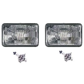 OCTANE LIGHTING 4X6 Halogen Semi Sealed Stock Style Glass H4 Headlight Headlamp Light Bulbs Pair