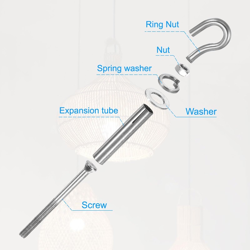MECCANIXITY Concrete Wall Hook M6x90mm, Expansion Shoulder Eye Bolts Open