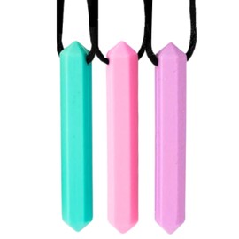 3 Tdah Halsbänder Konzentration Material DYS | Kauspielzeug ADHS Erwachsene | Autismus Material Kinder | Anti-Stress-Objekt für Erwachsene | Anti-Tabakhalsband | ADHS | Türkis – Rosa – Violett