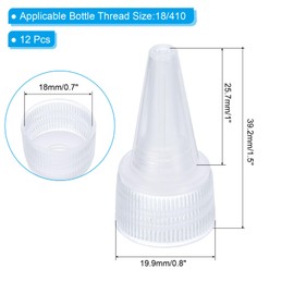 PATIKIL 18/410 Twist Bottle Caps, 12Pcs Plastic Ribbed Edge Squeeze Bottle Replacement Caps with Foam Gasket for Paint Lids Glue Dispensing Bottles, Clear