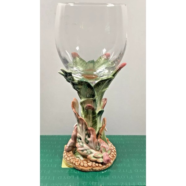 Fitz & Floyd 2001 Exotic Jungle Wine Goblet Glass Pink