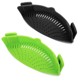 2 Pcs Clip on Strainer, Pot Strainer for Pasta Meat Vegetables Fruit, Silicone Strainers - Fit All Pots Bowls.