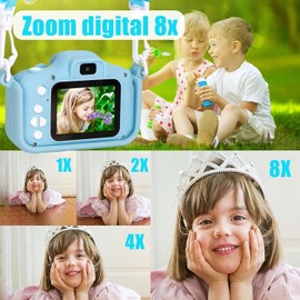 Cámara para Niños, Mini Cámara Digital de Video y Foto Selfi, Cámara de Fotos Infantil 1080P con Tarjeta SD de 32 GB, Adecuado para Regalos de Cumpleaños, Navidad para Niños de 3 a 12 Años (Azul)
