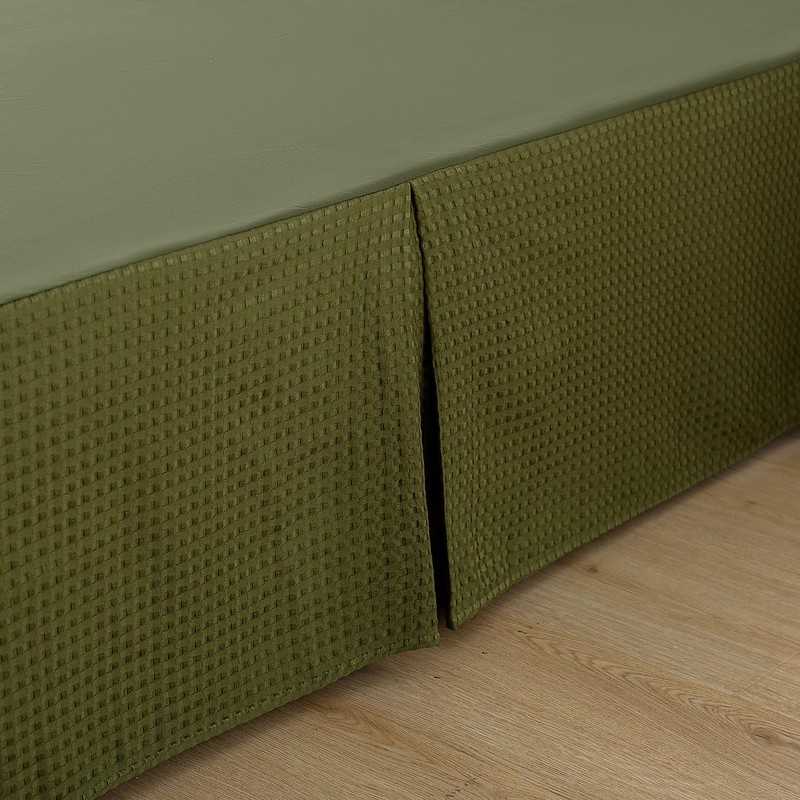xuan dian Queen Bed Skirt, Pleated Waffle Weave Bed Skirt
