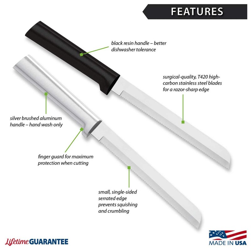 Rada Cutlery 6" Bread Knife (W236), Stainless Steel Hollow Ground