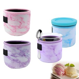 Pack of 4 Accessories for Ninja Creami Deluxe Container, Reusable Neoprene Case for 16 oz Deluxe Ice Maker Container, Colourful Thick Pint Case for Ice Cream Containers (Multi-Colour-4)