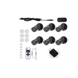 ANYPOWK 5V LED Mini Spotlights Colorful - Dimmable 1.5W 150lm Tiny Spotlights for Displays with Wireless Dimmer - Pack of 6