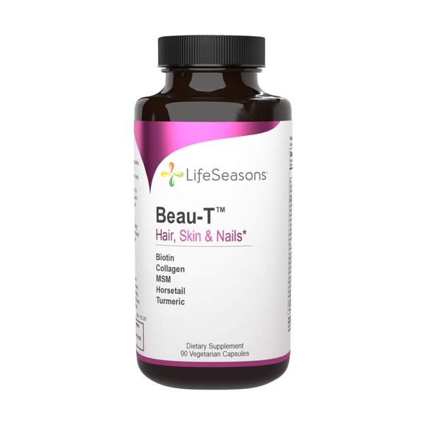 Life Seasons - Beau-T - Hair, Nail, and Skin Supplement - Maintain Healthy Hair and Nail Growth - Supports Clear Skin - Nail Strengthener - Contains Biotin, Collagen, Turmeric - 90 Capsules
