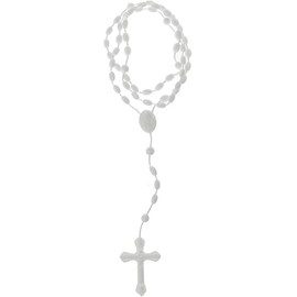 White Plastic Rosary Beads Luminous Necklace Catholicism Prayer Religious Jewelry, Cross Necklace for Men, Cross Necklace for Women, Women's Chain Necklaces, Men's Necklaces