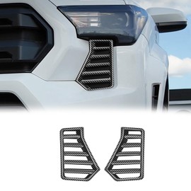 For Toyota Tacoma 2024 2025 Exterior Accessories Front Bumper Side Fog Lamp Light Cover Headlight Trim Frame Grille Decor ABS (Carbon Fiber Grain)