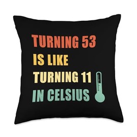 Turning 53 Is Like Turning 11 In Celsius Vintage Birthday Throw Pillow