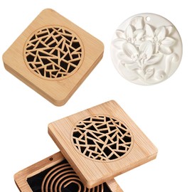 QOCUILC Set of 2 Scented Stone & Wooden Incense Box for Aromatherapy, Small and Portable for Home, Office, Car & On the Go, Ideal for Essential Oils for Relaxation, Reusable and Sustainable,