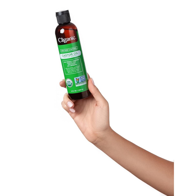 Cliganic Organic Castor Oil, 100% Pure (6oz with Eyelash Kit)