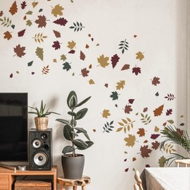 NAKLEO Painting Stencil for Crafts A4 21 x 30 cm, Autumn Leaves Natural Pattern, Reusable Plastic DIY & Scrapbooking Drawing Stencil, Decoupage Art Template, Wall Fabric Furniture Wood