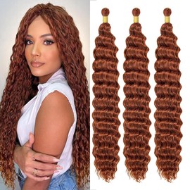 3packs 24 Inch Soft Curly Braiding Hair, Ocean Wave Crochet Hair for Black Women, Deep Wave Braiding Hair for Boho Braids (350#, 24 inch (pack of 3))