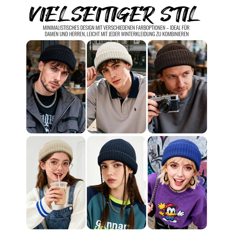 CLAPE Unisex Fisherman Beanie Wool Docker Hat Street Style Trawler
