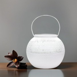 Oriental Lantern, Oriental Bamika, 20 cm, White, Large, Oriental Vintage Tea Light Holder, Moroccan Lantern Made of Metal as Easter Decoration