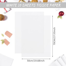 OFFCUP Tissue Paper, 35 Sheets Coloured Tissue Paper, 50cm x 70cm Gift Wrapping Paper for Valentine's Day DIY Birthday Wedding Baby Shower Easter Gift Wrapping Decoration (White)