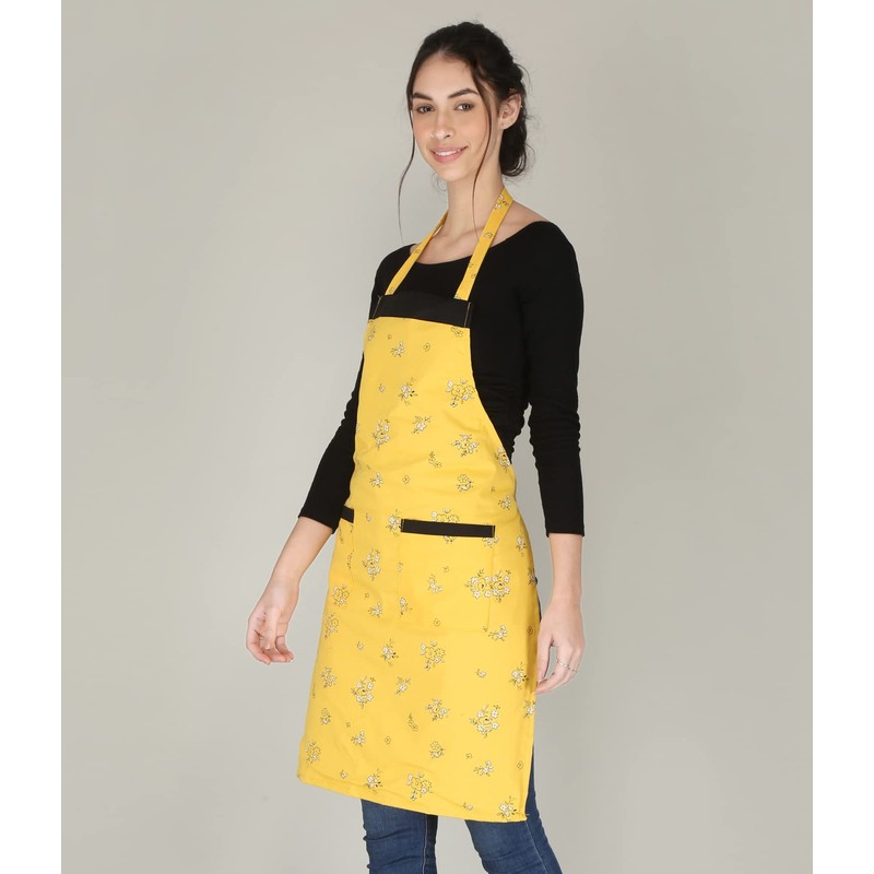 Waterproof Red Cotton Kitchen Apron with Front Pocket