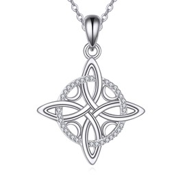 JERWLI Witches Knot Necklace 925 Sterling Silver Witches Original Amuletos de Proteccion Nudo de Bruja Plata Pendant Jewelry Gifts for Women