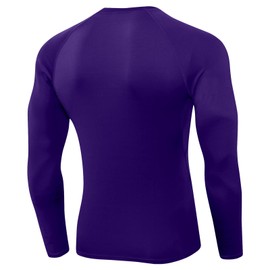 LEICHR Purple Mens Compression Long Sleeve Cool Shirts Running Athletic Workout Tops Dry Fit Basketball Undershirt Base Layer