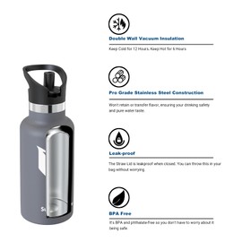 Super Sparrow Water Bottle Stainless Steel 18/10 - Ultralight Metal Water Bottle - 350ml - Insulated Water Bottles - Water Bottle with Straw Lid - Flask for Gym, Travel, Sports