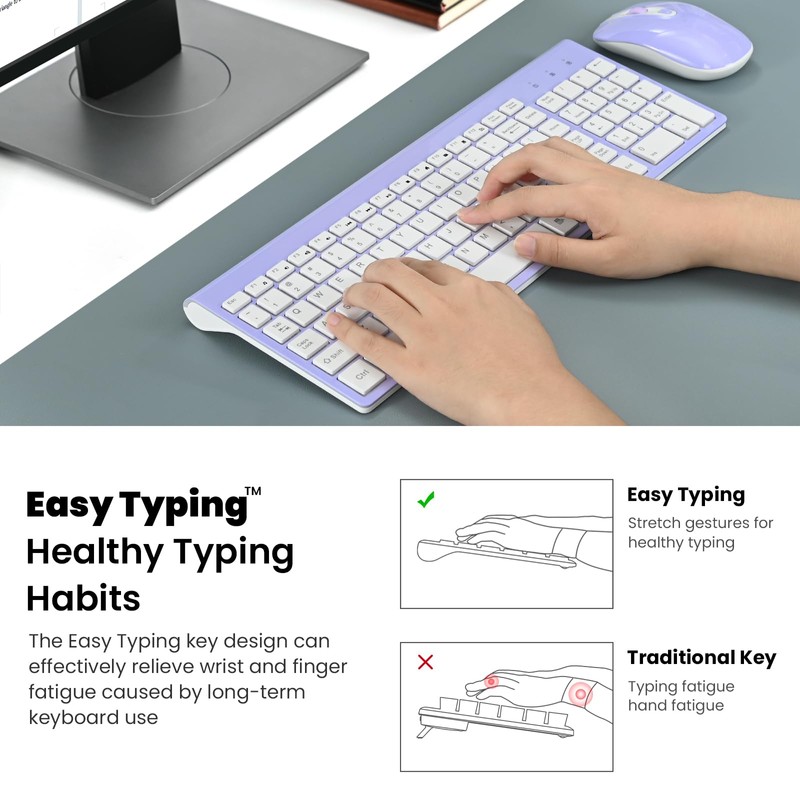 cimetech Wireless Keyboard and Mouse Combo, Compact Full Size Wireless