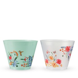 Spring Floral Frosted Cups, Ideal for Cocktails, Mocktails, Lemonade, Iced Tea and More, Perfect for Summer, Pool, Beach, Picnic, Birthday, Brunch, and Garden Parties, 9 oz, Set of 12